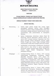 peraturan bupati nomor 15 tahun 2014 tugas pokok