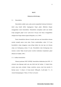 BAB 2 TINJAUAN PUSTAKA 2.1. Hemodialisis Hemodialisis adalah