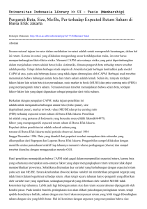 Pengaruh Beta, Size, Me/Be, Per terhadap Expected Return Saham