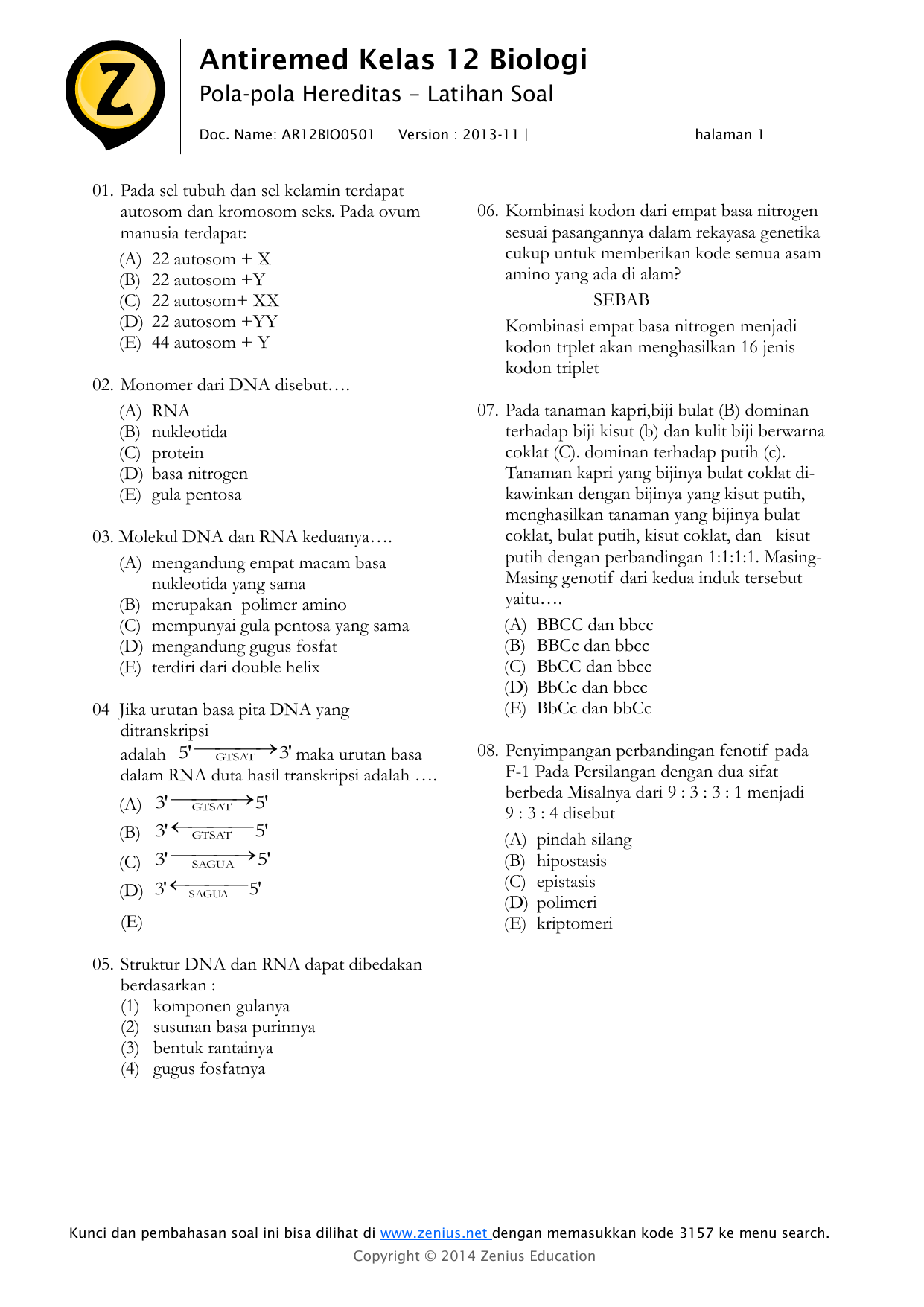 Soal Tentang Hereditas Kelas 12 Ilmu Soal