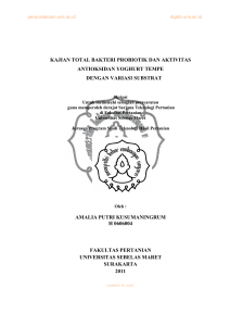 kajian total bakteri probiotik dan aktivitas antioksidan yoghurt