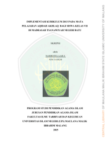 implementasi kurikulum 2013 pada mata pelajaran aqidah akhlaq