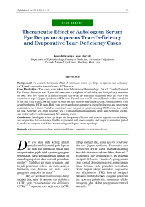 Therapeutic Effect of Autologous Serum Eye Drops on Aqueous