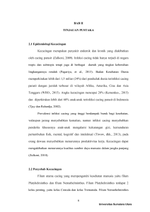 6 BAB II TINJAUAN PUSTAKA 2.1 Epidemiologi Kecacingan