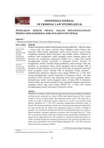 indonesian journal of criminal law studies (ijcls)