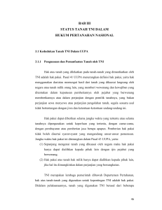 bab iii status tanah tni dalam hukum pertanahan nasional