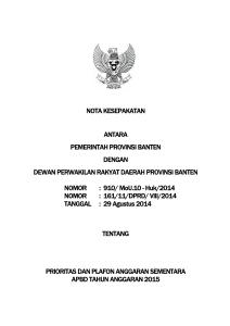 NOTA KESEPAKATAN ANTARA PEMERINTAH PROVINSI BANTEN