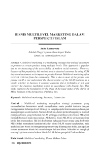 bisnis multilevel marketing dalam perspektif islam
