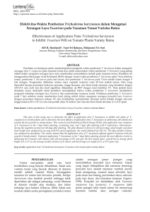 Efektivitas Waktu Pemberian Trichoderma harzianum dalam