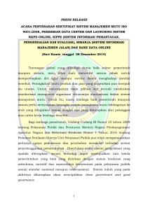 1 press release acara penyerahan sertifikat sistem manajemen mutu