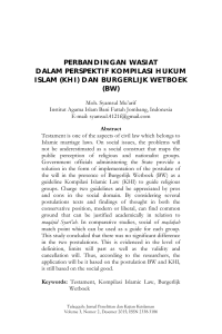 perbandingan wasiat dalam perspektif kompilasi hukum islam (khi)