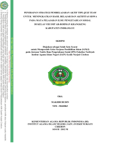penerapan strategi pembelajaran aktif tipe quiz team untuk