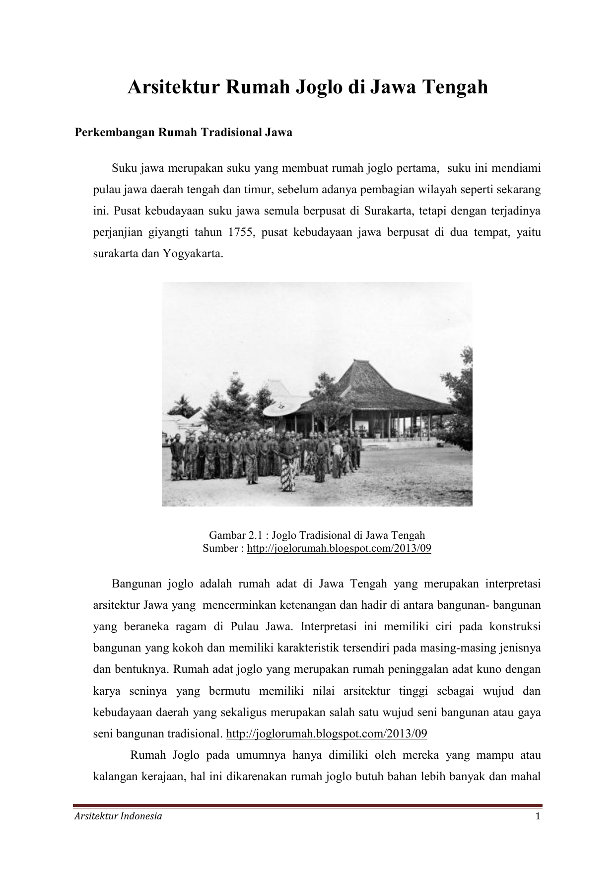 Arsitektur Rumah Joglo Di Jawa Tengah