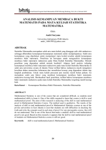 Analisis Kemampuan Membaca bukti Matematis pada Mata Kuliah
