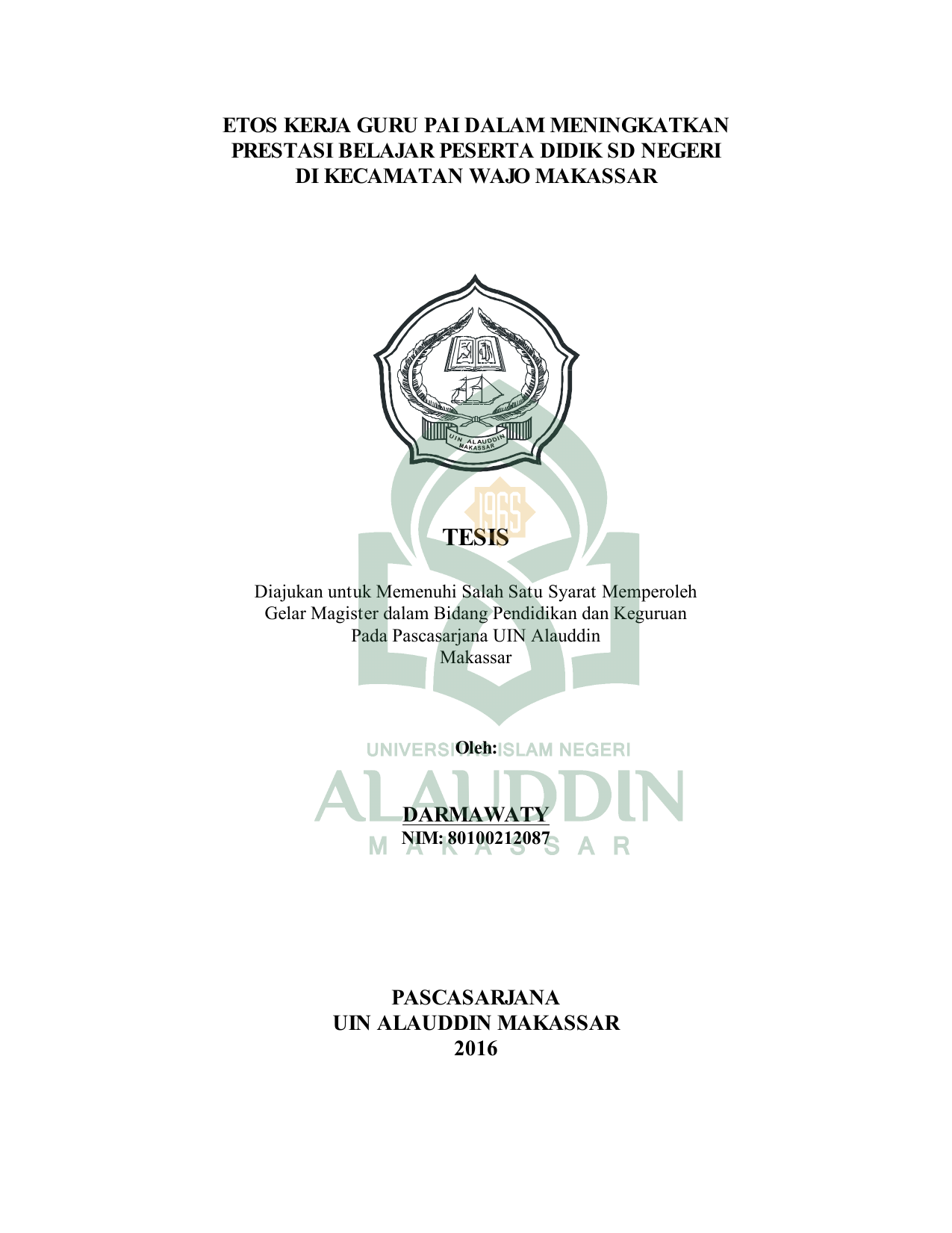 Proposal Tesis Pendidikan Agama Islam Kuantitatif Sketsa