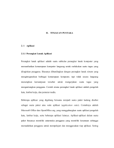 II. TINJAUAN PUSTAKA 2. 1 Aplikasi 2.1.1 Perangkat Lunak Aplikasi