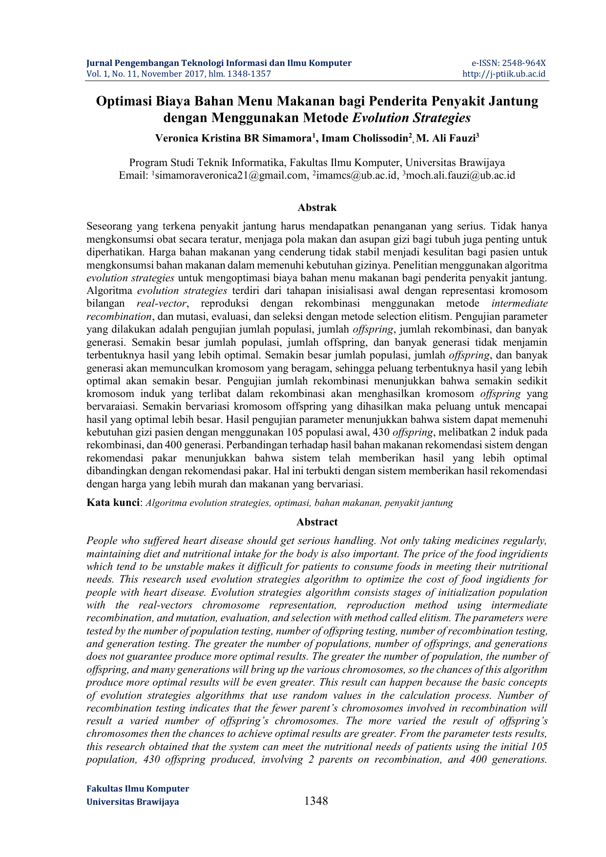 Jurnal Pengembangan Teknologi Informasi dan Ilmu Komputer Vol 1 No 11 November 2017 hlm 1348 1357 e ISSN 2548 964X j ptiik ub Optimasi