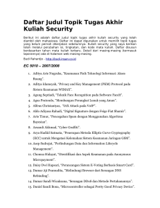 Daftar Judul Topik Tugas Akhir Kuliah Security