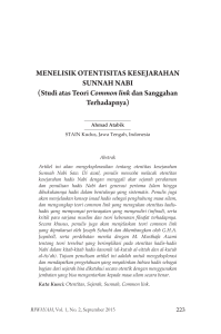 MENELISIK OTENTISITAS KESEJARAHAN SUNNAH NABI (Studi