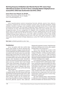 Skrining Senyawa Antibakteri dari Ekstrak Etanol 70% Jamur Kayu