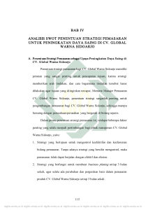 bab iv analisis swot penentuan strategi pemasaran untuk