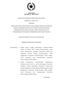 peraturan presiden republik indonesia nomor 53 tahun 2012