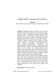 MODEL-MODEL TAFSIR DALAM AL-QUR`AN Nurfaidah Abstrak