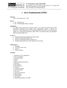 I. Java Fundamental (J2SE)