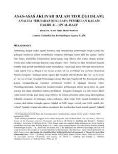 asas-asas akliyah dalam teologi islam: analisa terhadap