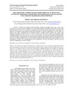 pengaruh size, current ratio, profitabilitas, activity dan leverage