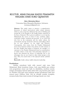 kultur arab dalam hadis pemimpin negara dari suku