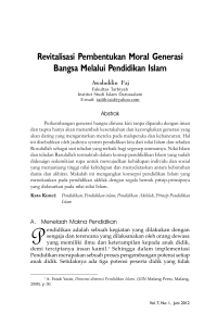 Revitalisasi Pembentukan Moral Generasi Bangsa