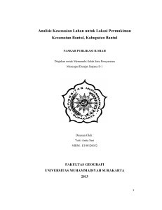 Analisis Kesesuaian Lahan untuk Lokasi Permukiman Kecamatan