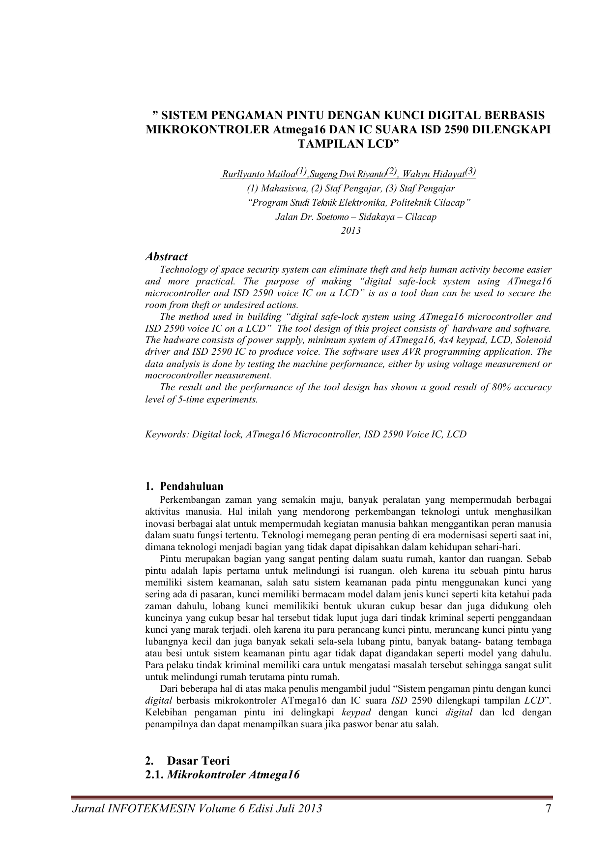 JURNAL MIKROKONTROLER ATMEGA16 PDF