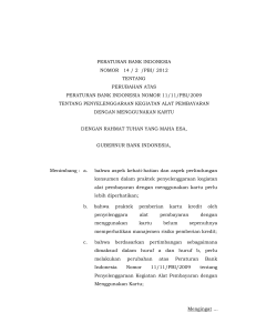 peraturan bank indonesia nomor: 14 / 2 /pbi/ 2012 tentang