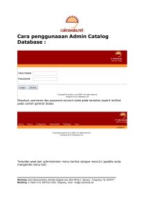 Cara penggunaaan Admin Catalog Database