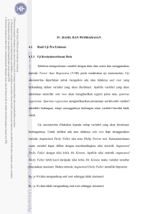 IV. HASIL DAN PEMBAHASAN 4.1 Hasil Uji Pra Estimasi 4.1.1 Uji