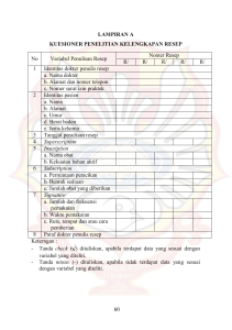 i LAMPIRAN A KUESIONER PENELITIAN KELENGKAPAN RESEP