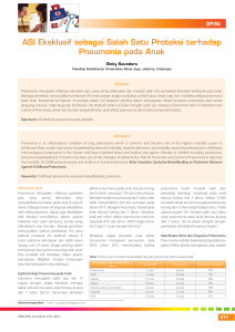 ASI Eksklusif sebagai Salah Satu Proteksi terhadap Pneumonia