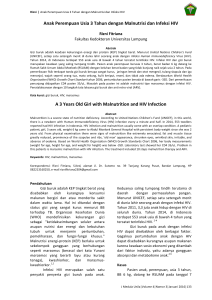 Anak Perempuan Usia 3 Tahun dengan Malnutrisi dan Infeksi HIV A