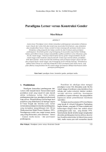 Paradigma Lerner versus Konstruksi Gender