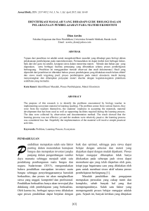 IDENTIFIKASI MASALAH YANG DIHADAPI GURU BIOLOGI DALAM
