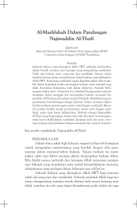 Al-Mashlahah Dalam Pandangan Najmuddin Al-Thufi