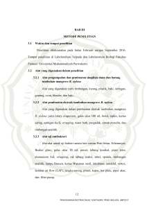 12 BAB III METODE PENELITIAN 3.1 Waktu dan tempat penelitian