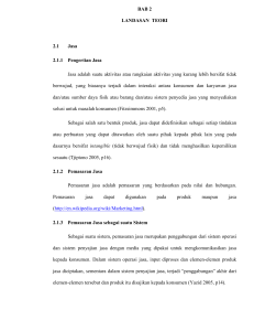 BAB 2 LANDASAN TEORI 2.1 Jasa 2.1.1 Pengertian Jasa Jasa