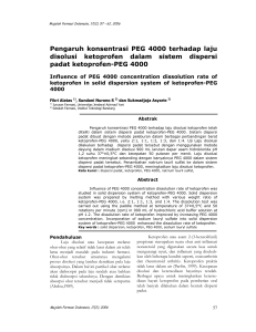 Pengaruh konsentrasi PEG 4000 terhadap laju disolusi ketoprofen