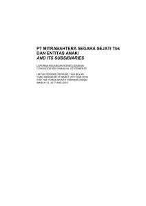 PT MITRABAHTERA SEGARA SEJATI Tbk DAN ENTITAS