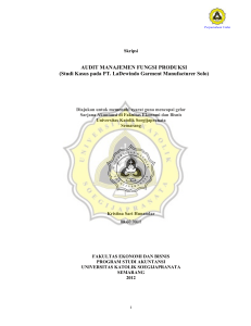 AUDIT MANAJEMEN FUNGSI PRODUKSI (Studi Kasus pada PT