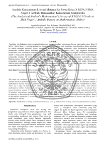 Analisis Kemampuan Literasi Matematika Siswa