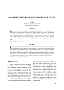 analisis penyelesaian sengketa atau konflik politik
